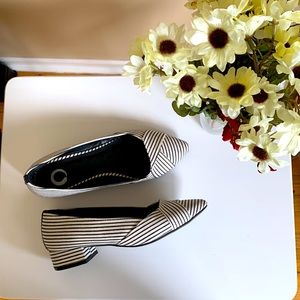 MOVING SALE! Black & White Striped 1-inch Heels